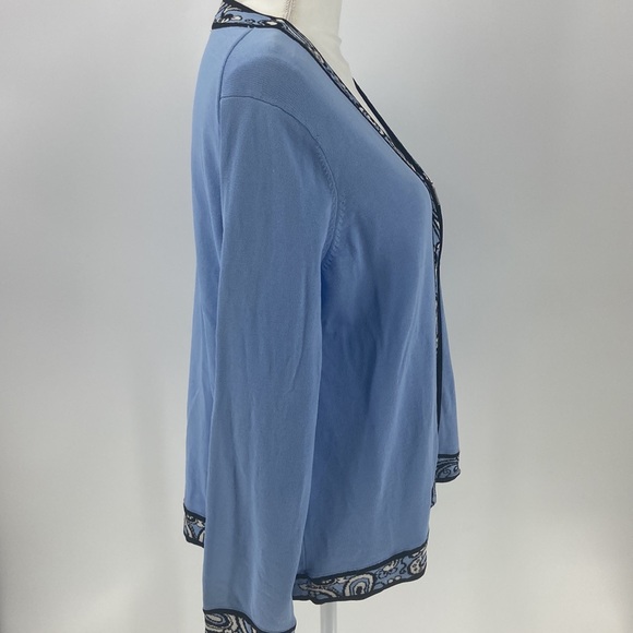 Essential G blue zip front rayon blend knit cardigan style jacket 1X - Picture 3 of 11